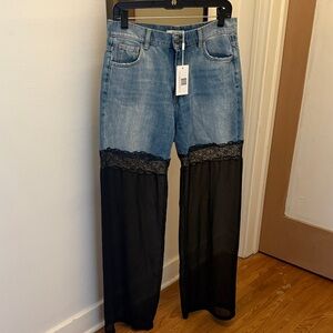 Nensi Dojaka Denim and Lace Jeans